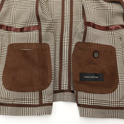 [New] TAGLIATORE Wool Check Double Breasted Casual Jacket Brown x White [48] [Condition Rank N] [Men&