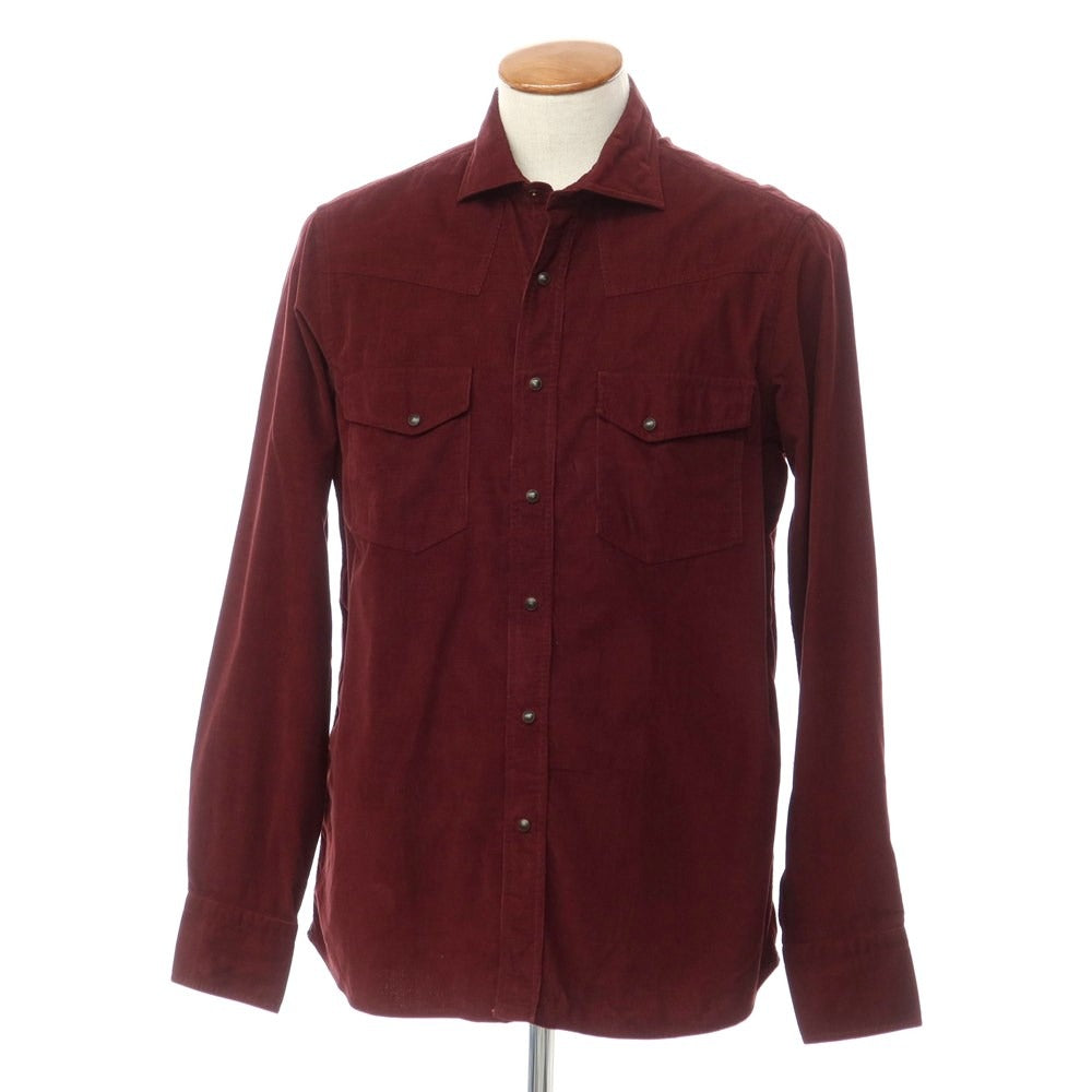 [New] TAGLIATORE Corduroy Western Shirt Bordeaux [40] [Condition Rank N] [Men&