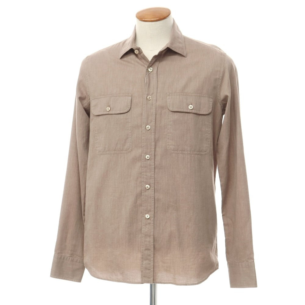 [Used] TAGLIATORE Herringbone Woven Cotton Casual Shirt Brown [40] [Condition Rank A] [Men&