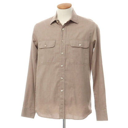 [Used] TAGLIATORE Herringbone Woven Cotton Casual Shirt Brown [40] [Condition Rank A] [Men&