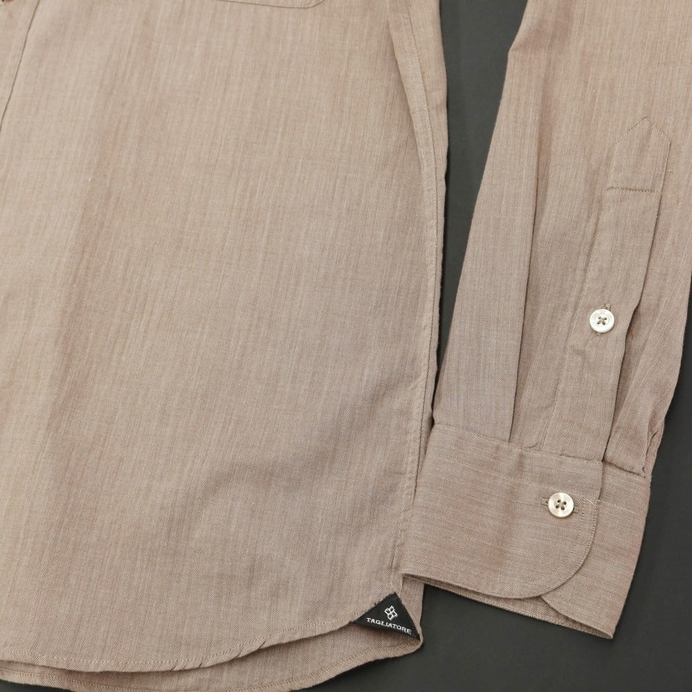 [Used] TAGLIATORE Herringbone Woven Cotton Casual Shirt Brown [40] [Condition Rank A] [Men&