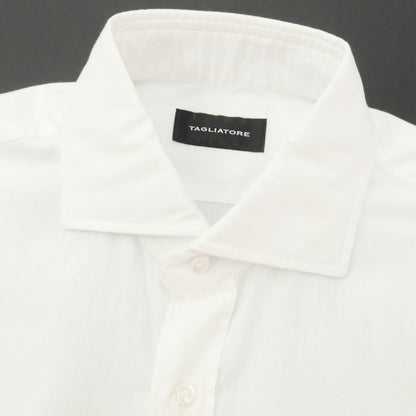 [New] TAGLIATORE Herringbone Woven Cotton Casual Shirt White [40] [Condition Rank N] [Men&