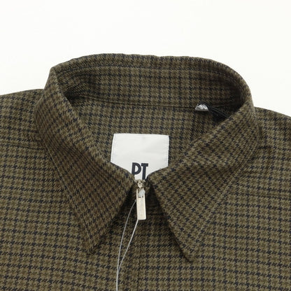 [New] PT TORINO Wool Check Zip-up Swing Top Blouson Olive x Black [Size 38] [GRN] [A/W] [Condition Rank N] [Men&