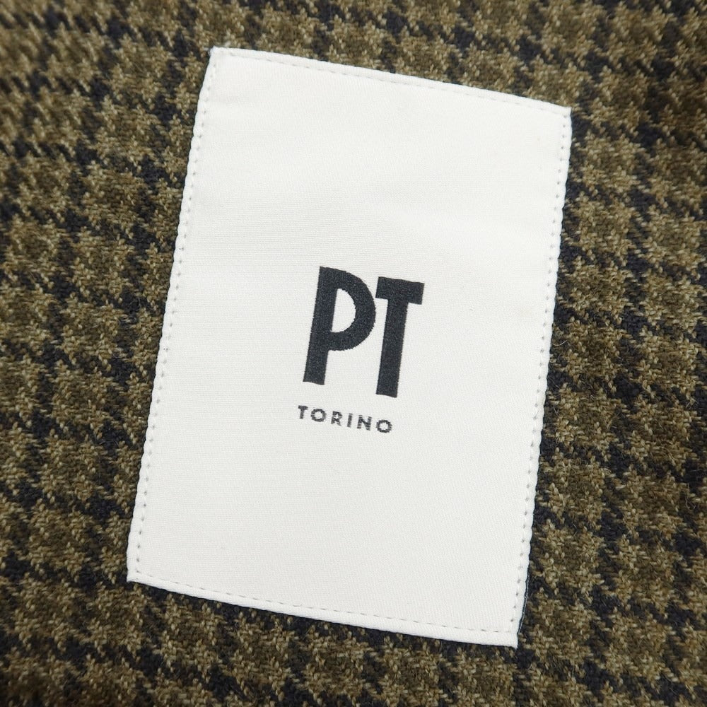 [New] PT TORINO Wool Check Zip-up Swing Top Blouson Olive x Black [Size 38] [GRN] [A/W] [Condition Rank N] [Men&