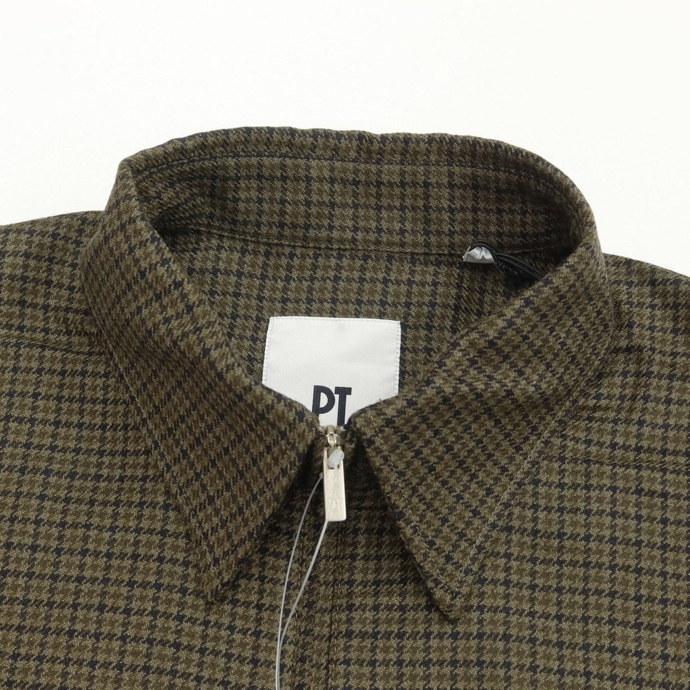 [New Outlet] PT TORINO Wool Check Zip-up Swing Top Blouson
 Olive x Black [Size 38] [GRN] [A/W] [Condition Rank N-] [Men&