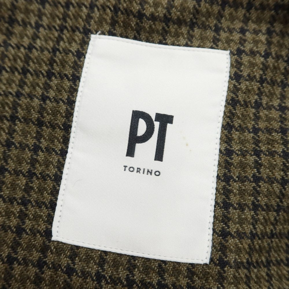 [New Outlet] PT TORINO Wool Check Zip-up Swing Top Blouson
 Olive x Black [Size 39] [GRN] [A/W] [Condition Rank N-] [Men&