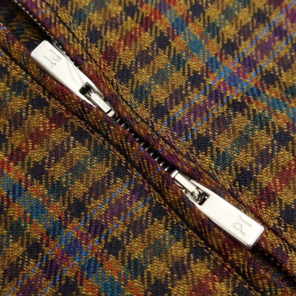 [New Outlet] PT TORINO Wool Check Zip-up Swing Top Blouson
 Ochre x multi-color [Size 37] [Brown] [A/W] [Condition Rank N-] [Men&