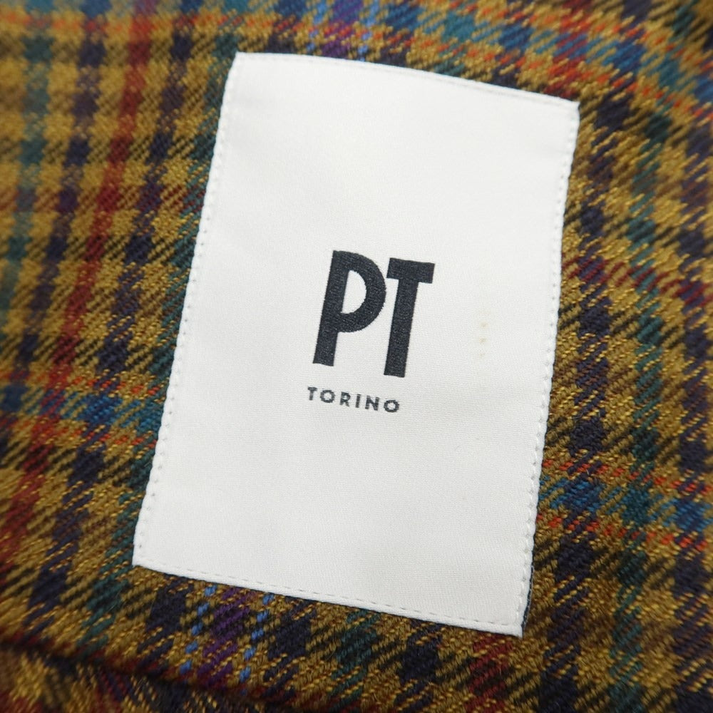 [New Outlet] PT TORINO Wool Check Zip-up Swing Top Blouson
 Ochre x multi-color [Size 39] [Brown] [A/W] [Condition Rank N-] [Men&