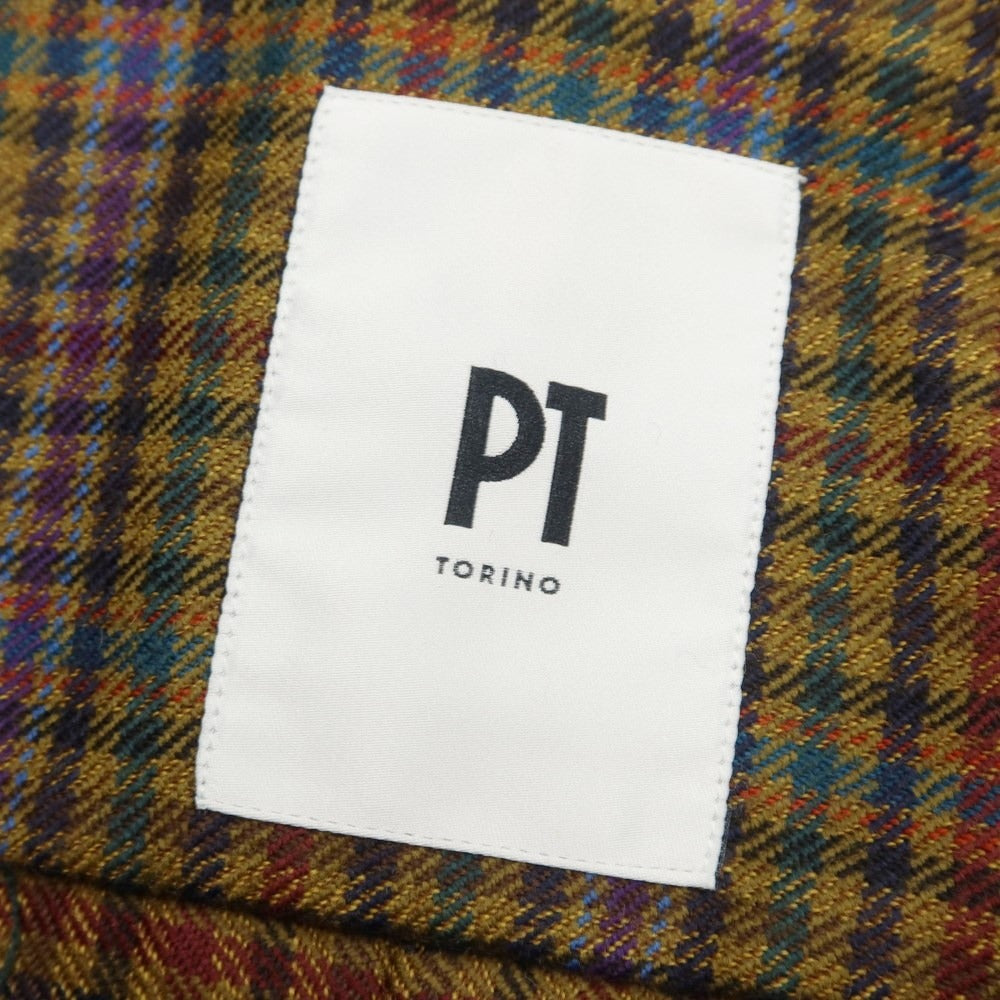 [New] PT TORINO Wool Check Zip-up Swing Top Blouson
 Ochre x multi-color [Size 39] [BRW] [A/W] [Condition Rank N] [Men&