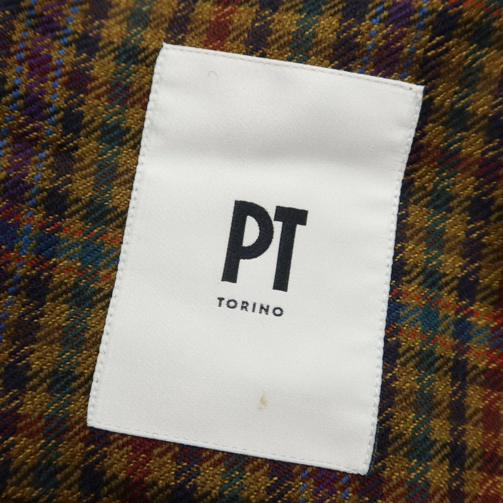 [New Outlet] PT TORINO Wool Check Zip-up Swing Top Blouson
 Ochre x multi-color [Size 41] [BRW] [A/W] [Condition Rank N-] [Men&