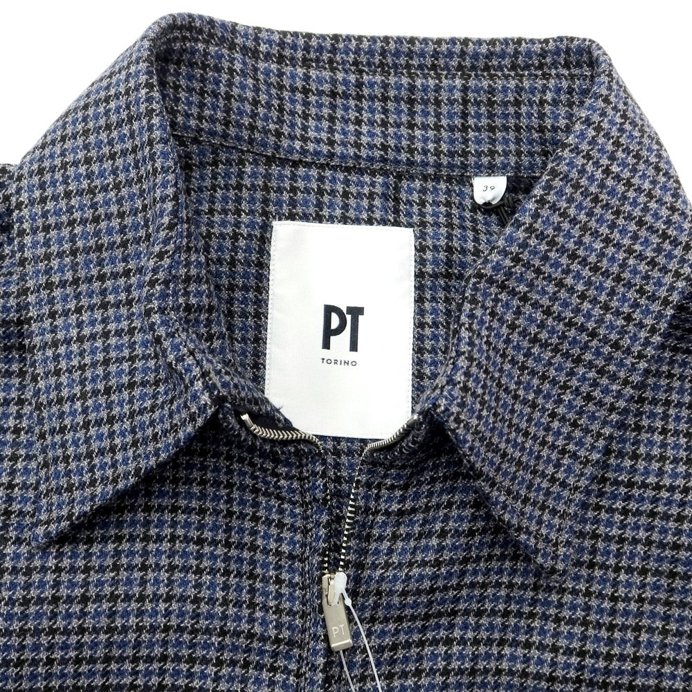 [New] PT TORINO Wool Houndstooth Swing Top Blouson Blue x Gray x Black [Size 39] [BLU] [A/W] [Condition Rank N] [Men&