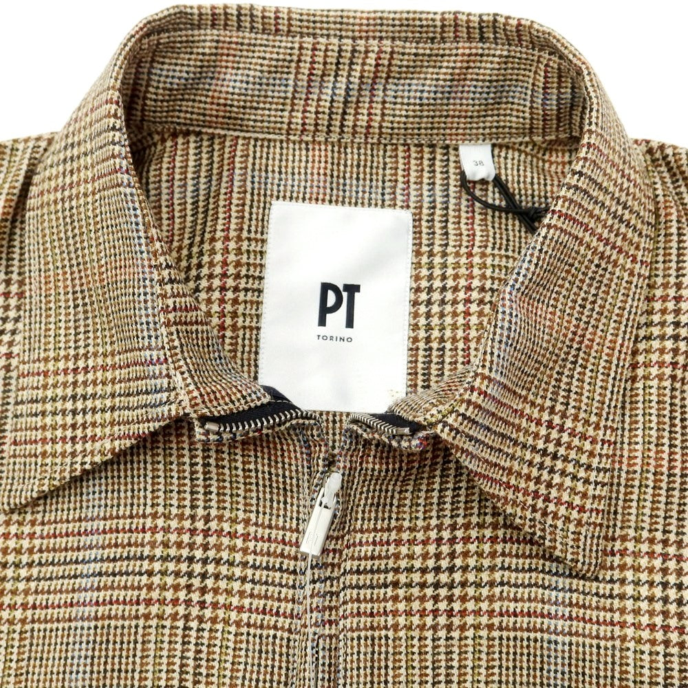 [New Outlet] PT TORINO Wool Check Pattern Swing Top Blouson Beige x Brown [Size 38] [BEI] [A/W] [Condition Rank N-] [Men&