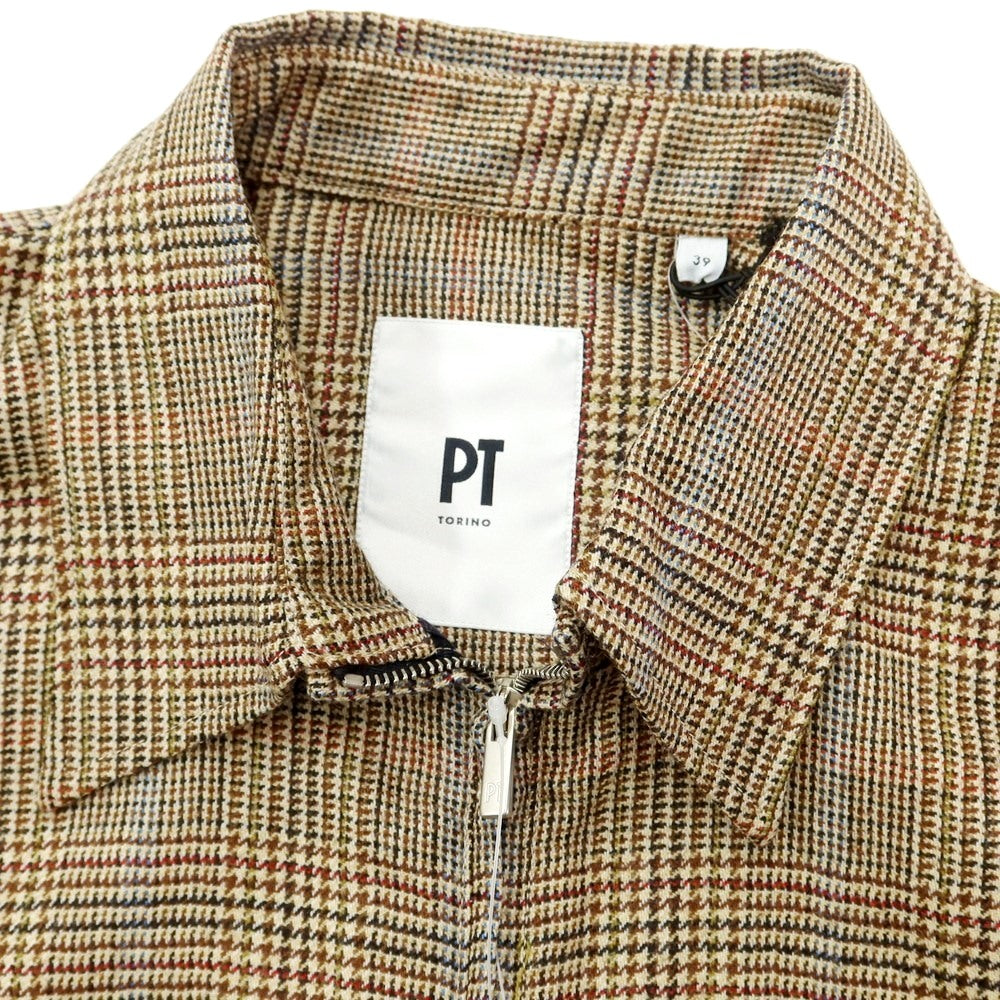 [New] PT TORINO Wool Check Pattern Swing Top Blouson Beige x Brown [Size 39] [BEI] [A/W] [Condition Rank N] [Men&