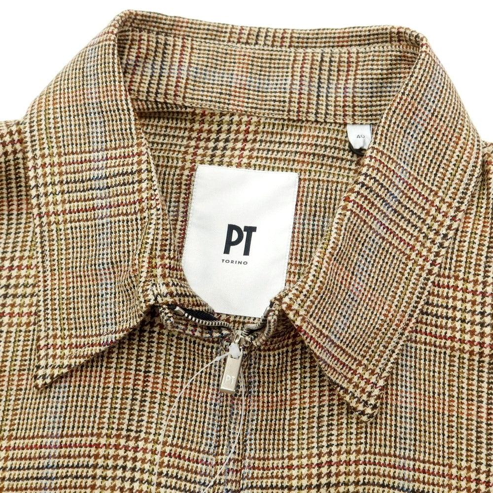 [New] PT TORINO Wool Check Pattern Swing Top Blouson Beige x Brown [Size 40] [BEI] [A/W] [Condition Rank N] [Men&