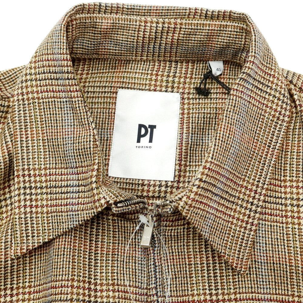 [New] PT TORINO Wool Check Pattern Swing Top Blouson Beige x Brown [Size 40] [BEI] [A/W] [Condition Rank N] [Men&