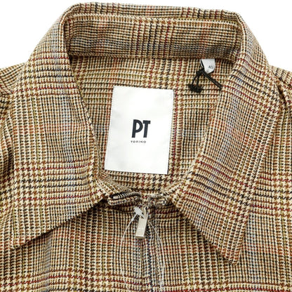 [New] PT TORINO Wool Check Pattern Swing Top Blouson Beige x Brown [Size 40] [BEI] [A/W] [Condition Rank N] [Men&