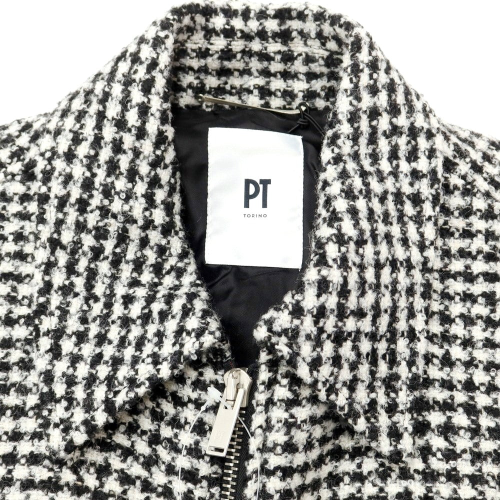 [New] PT TORINO Tweed Check Padded Zip-up Blouson Black x White [Size 46] [BLK] [A/W] [Condition Rank N] [Men&