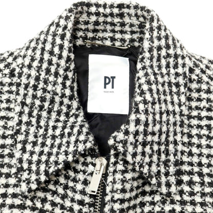 [New] PT TORINO Tweed Check Padded Zip-up Blouson Black x White [Size 46] [BLK] [A/W] [Condition Rank N] [Men&