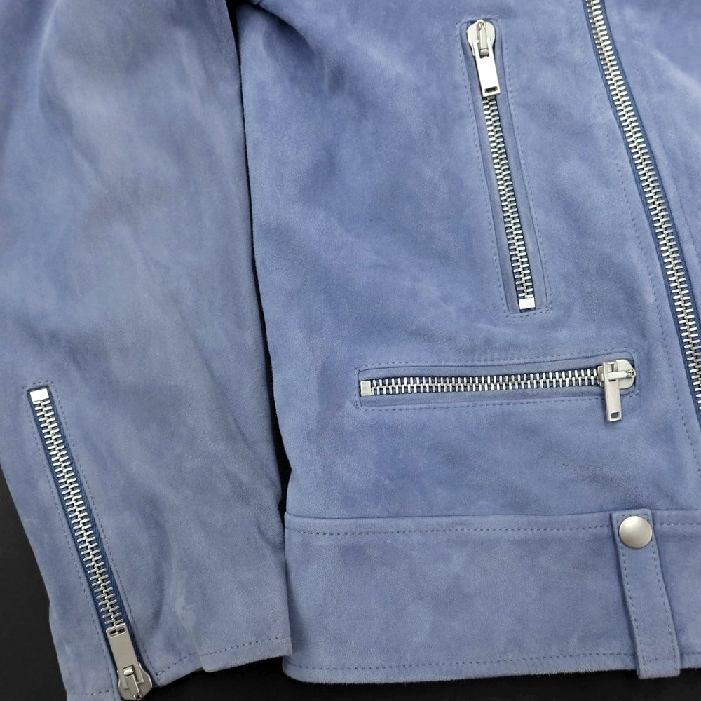 [New Outlet] PT TORINO Suede Leather Double Riders Jacket Light Blue [Size 48] [BLU] [A/W] [Condition Rank N-] [Men&