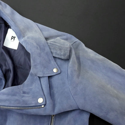 [New Outlet] PT TORINO Suede Leather Double Riders Jacket Light Blue [Size 48] [BLU] [A/W] [Condition Rank N-] [Men&