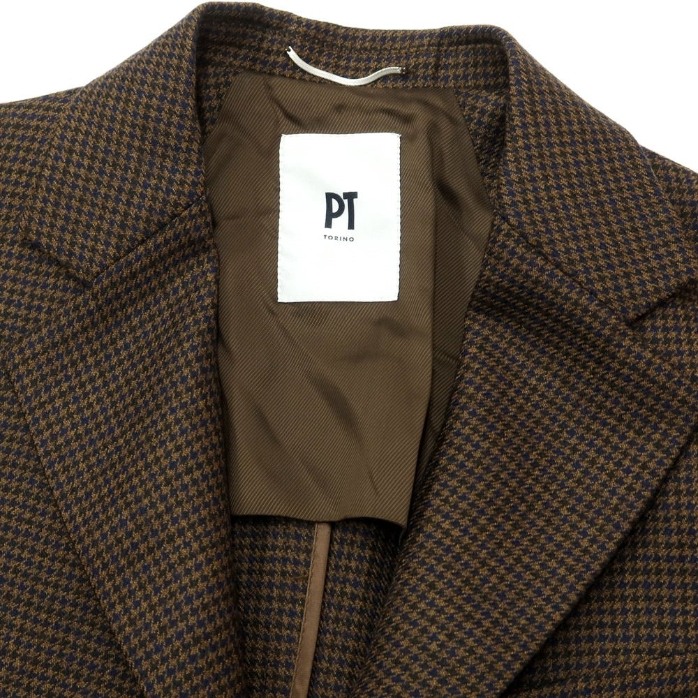 [New] PT TORINO Wool Check 3B Tailored Jacket
 Brown x Navy [Size 48] [BRW] [A/W] [Condition Rank N] [Men&