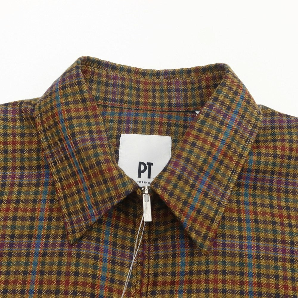 [New] PT TORINO Wool Zip-up Blouson Swing Top
 Ocher x Multicolor [Size 41] [BRW] [A/W] [Condition Rank N] [Men&