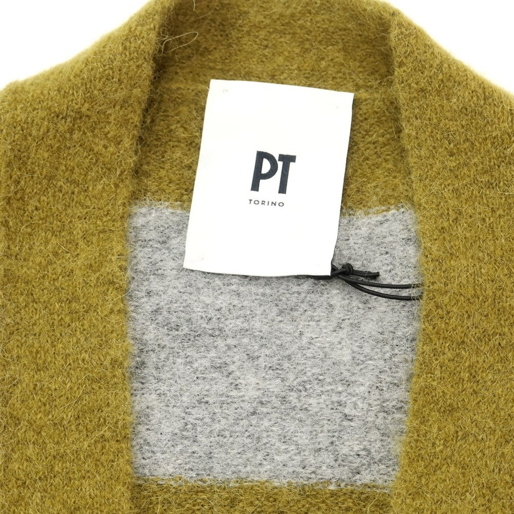 [New Outlet] PT TORINO Alpaca Nylon Wool Border Knit Cardigan Olive Khaki x Gray [Size 50] [KAK] [A/W] [Condition Rank N-] [Men&