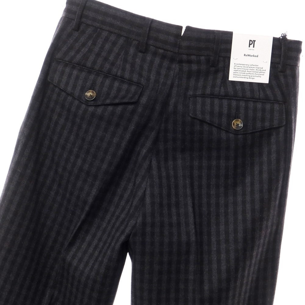 [New] PT TORINO ReWorked Wool Cotton Check Casual Slacks Pants
 Gray x Black [Size 44] [GRY] [A/W] [Condition Rank N] [Men&