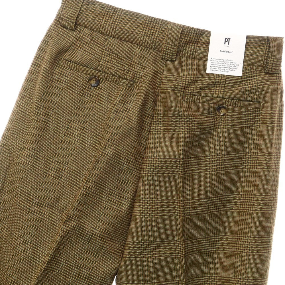 [New] PT TORINO ReWorked Wool Check Casual Slacks
 Green x Brown [Size 32] [GRN] [A/W] [Condition Rank N] [Men&