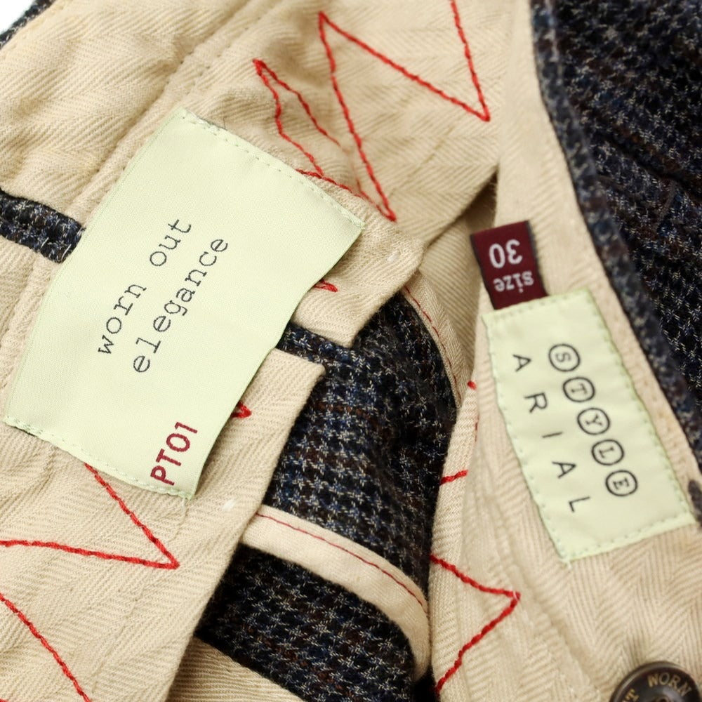 [Used] [Unused] PT01 Cotton Check Casual Slacks
 Gray x Brown [Size 30] [GRY] [S/S/A/W] [Condition Rank S] [Men&