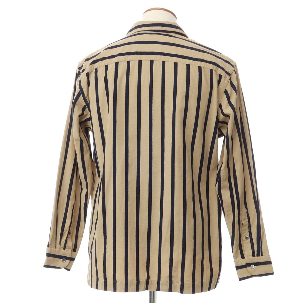 [New] Bagutta Corduroy Striped Open Collar Shirt Beige x Navy [Size 39] [BEI] [A/W] [Condition Rank N] [Men&