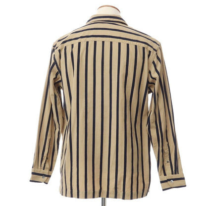 [New] Bagutta Corduroy Striped Open Collar Shirt Beige x Navy [Size 39] [BEI] [A/W] [Condition Rank N] [Men&