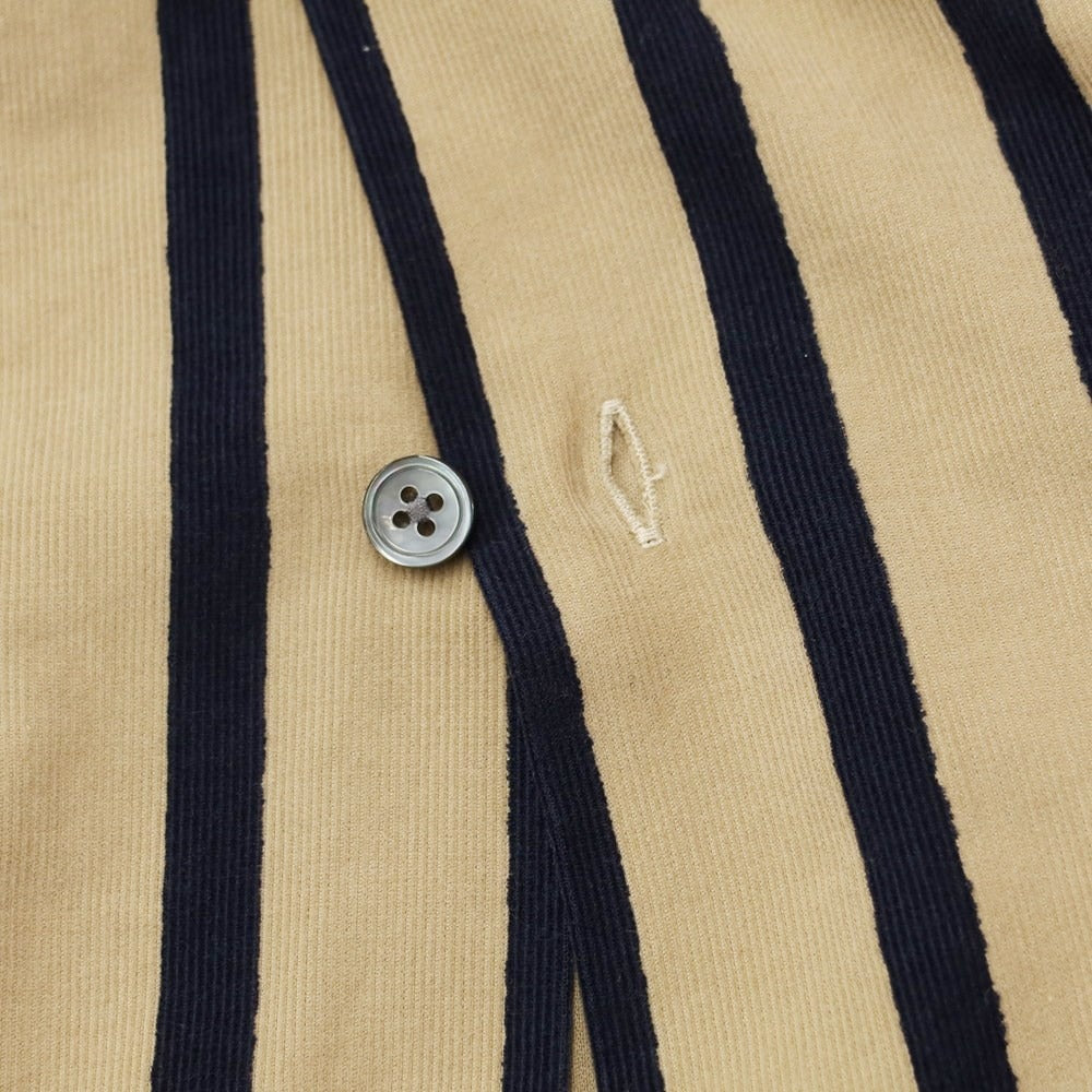 [New] Bagutta Corduroy Striped Open Collar Shirt Beige x Navy [Size 39] [BEI] [A/W] [Condition Rank N] [Men&
