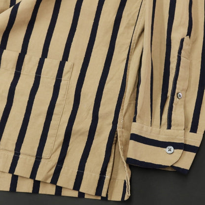 [New] Bagutta Corduroy Striped Open Collar Shirt Beige x Navy [Size 39] [BEI] [A/W] [Condition Rank N] [Men&