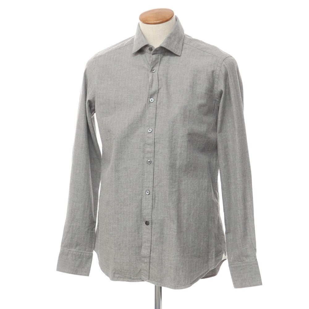 [New] Bagutta Herringbone Woven Cotton Shirt, Grey [Size 39] [GRY] [A/W] [Condition Rank N] [Men&