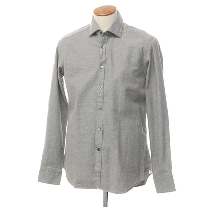 [New] Bagutta Herringbone Woven Cotton Shirt, Grey [Size 39] [GRY] [A/W] [Condition Rank N] [Men&