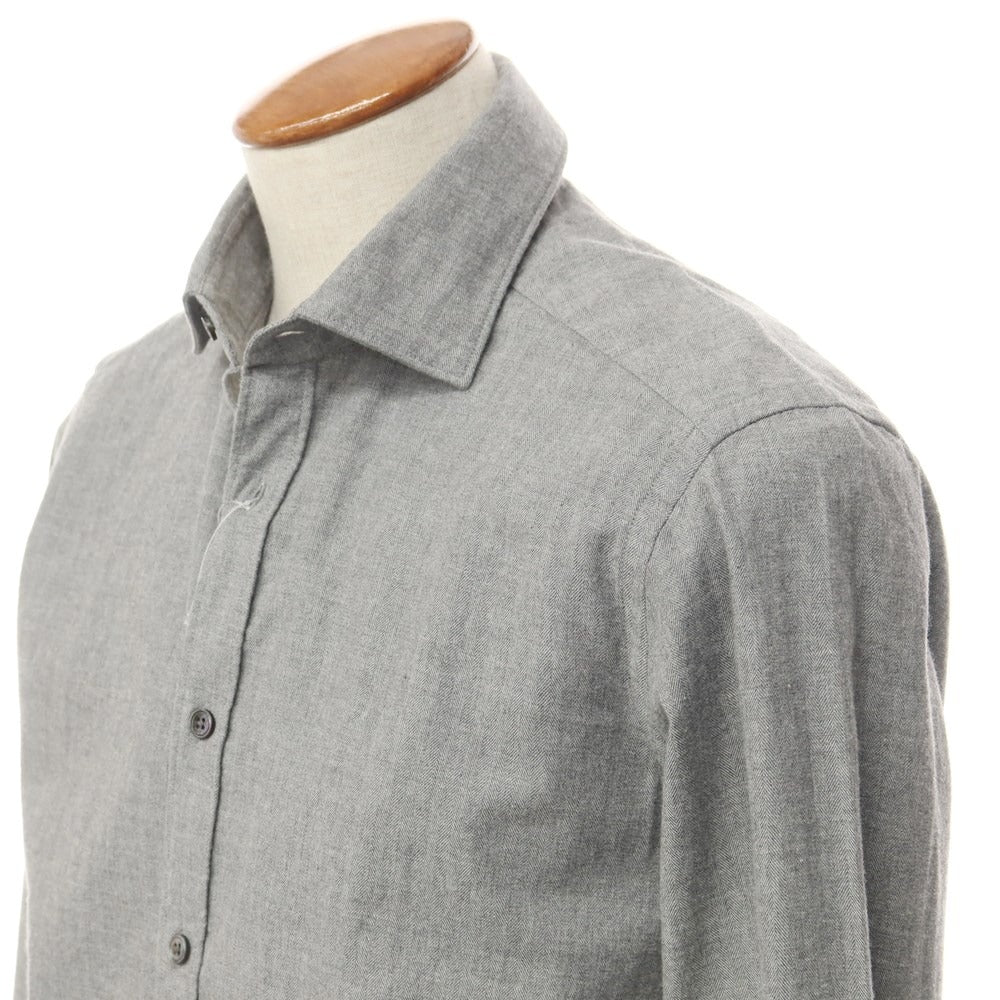 [New] Bagutta Herringbone Woven Cotton Shirt, Grey [Size 39] [GRY] [A/W] [Condition Rank N] [Men&