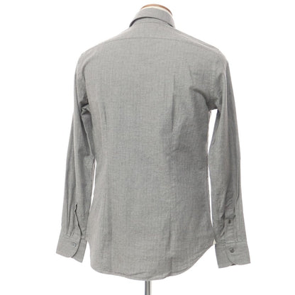 [New] Bagutta Herringbone Woven Cotton Shirt, Grey [Size 39] [GRY] [A/W] [Condition Rank N] [Men&