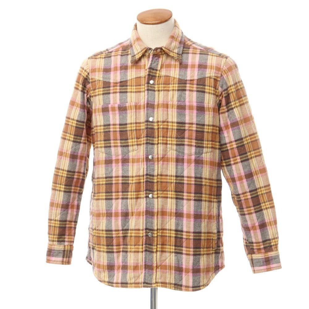 [New Outlet] Bagutta Brushed Cotton Check Padded Shirt Light Brown x Pink [Size M] [BRW] [A/W] [Condition Rank N-] [Men&