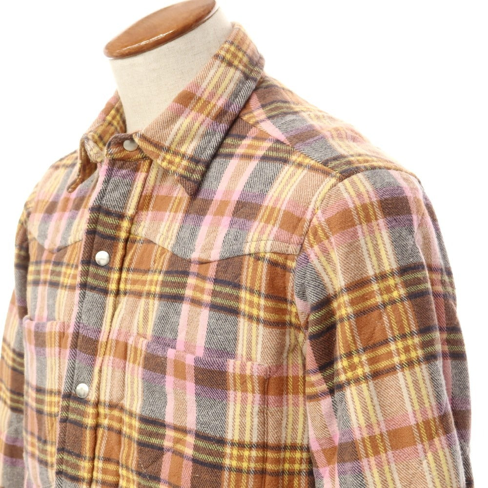 [New Outlet] Bagutta Brushed Cotton Check Padded Shirt Light Brown x Pink [Size M] [BRW] [A/W] [Condition Rank N-] [Men&