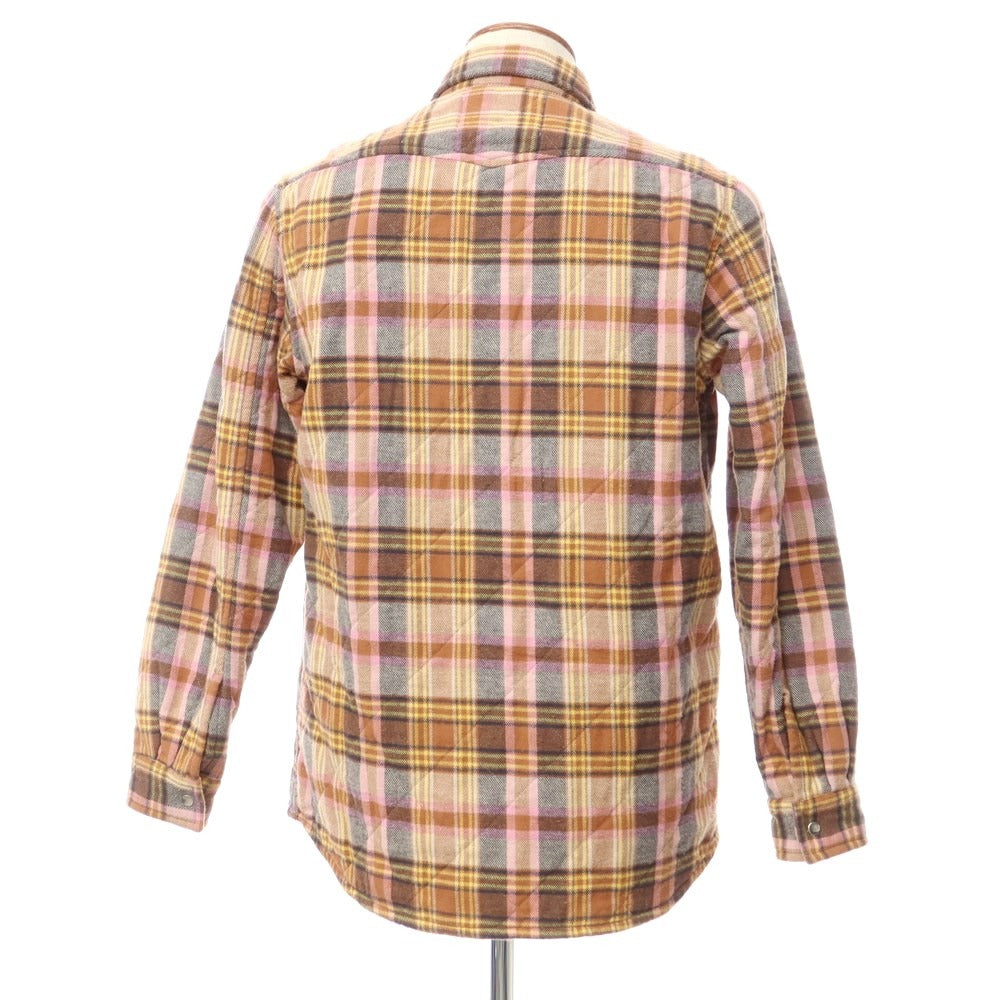 [New Outlet] Bagutta Brushed Cotton Check Padded Shirt Light Brown x Pink [Size M] [BRW] [A/W] [Condition Rank N-] [Men&