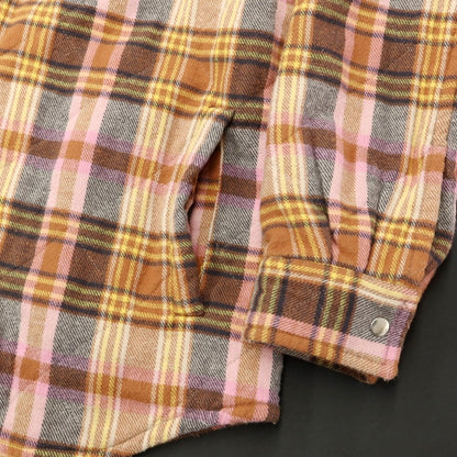 [New Outlet] Bagutta Brushed Cotton Check Padded Shirt Light Brown x Pink [Size M] [BRW] [A/W] [Condition Rank N-] [Men&