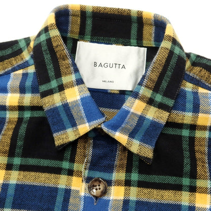 [New] Bagutta Cotton Flannel Check Casual Shirt Black x Dark Blue [Size M] [BLK] [A/W] [Condition Rank N] [Men&