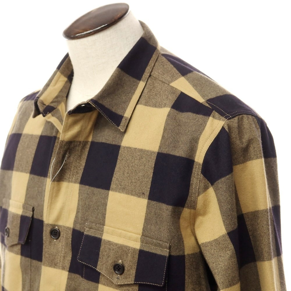 [Used] Bagutta Cotton Flannel Check Casual Shirt Beige x Purple Navy [Size L] [BEI] [A/W] [Condition Rank A] [Men&