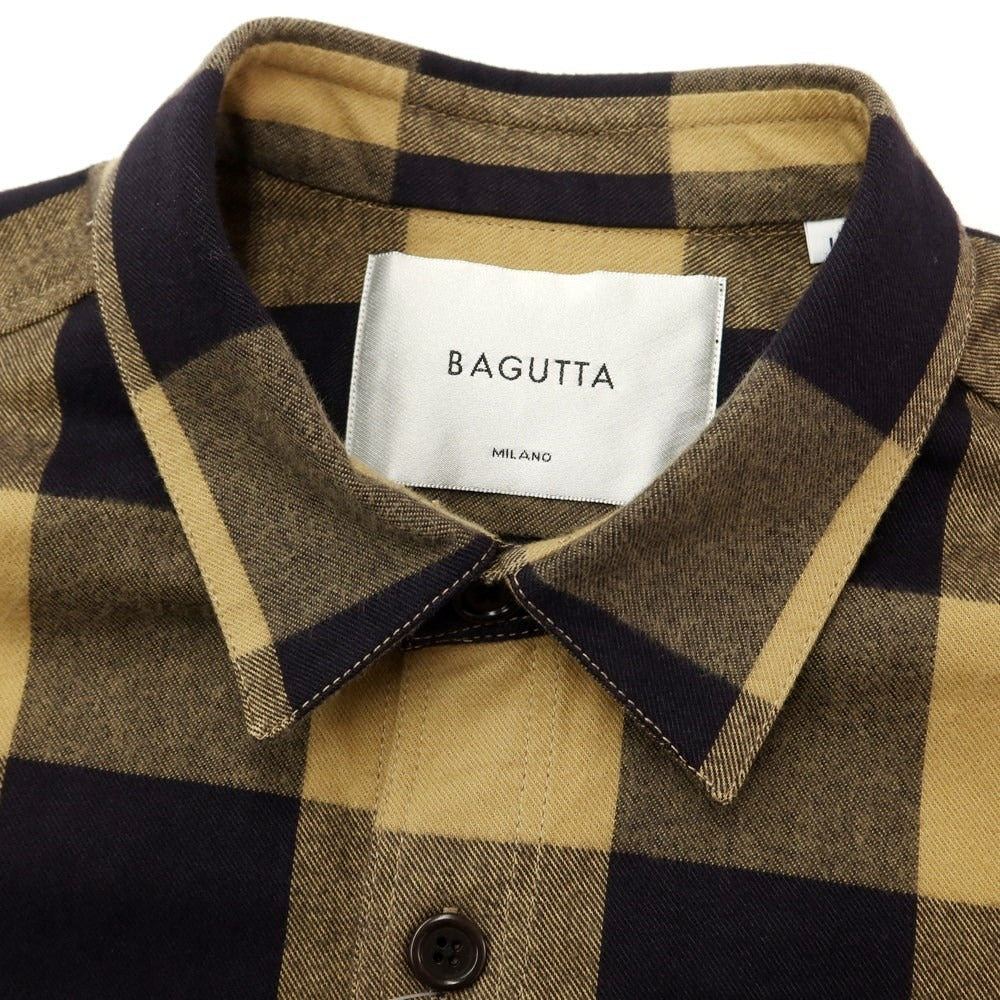 [Used] Bagutta Cotton Flannel Check Casual Shirt Beige x Purple Navy [Size L] [BEI] [A/W] [Condition Rank A] [Men&