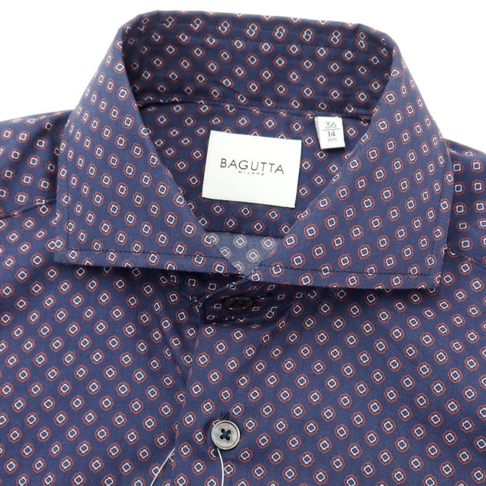 [New] Bagutta Cotton Wide Collar Casual Shirt
 Navy x Dark Red [Size 36] [NVY] [S/S/A/W] [Condition Rank N] [Men&