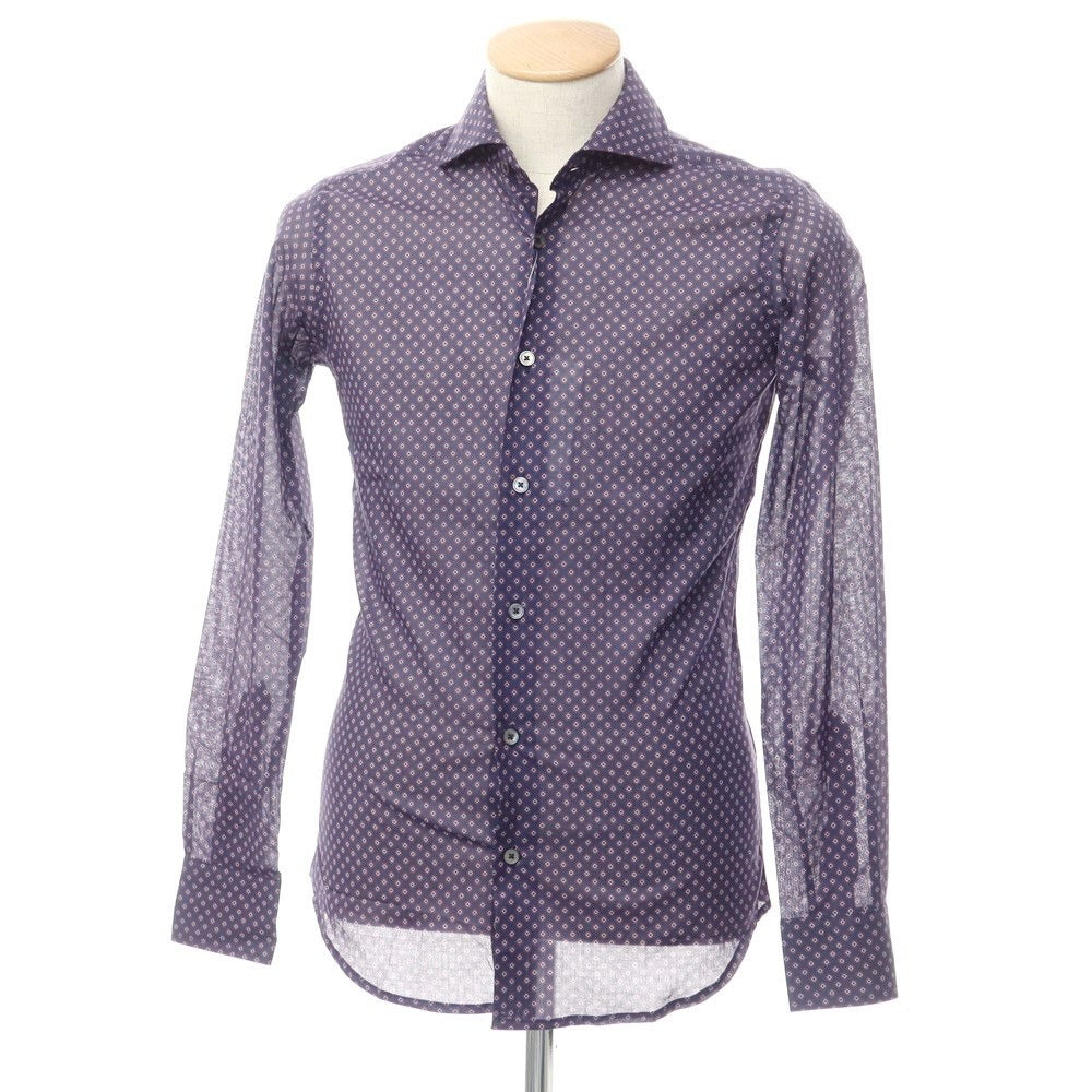 【新品】バグッタ Bagutta コットン ワイドカラー カジュアルシャツ
 ネイビーxダークレッド【サイズ37】【NVY】【S/S/A/W】【状態ランクN】【メンズ】
【759780】