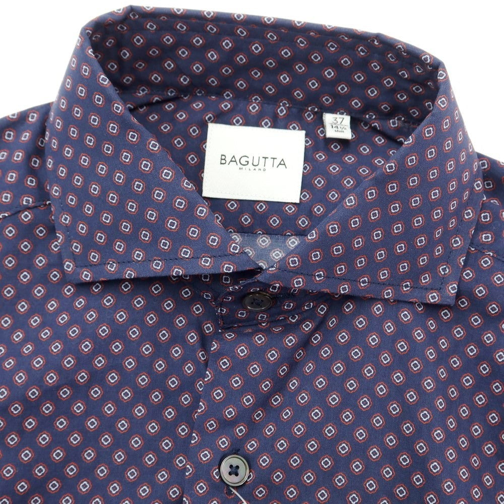 [New] Bagutta Cotton Wide Collar Casual Shirt
 Navy x Dark Red [Size 37] [NVY] [S/S/A/W] [Condition Rank N] [Men&