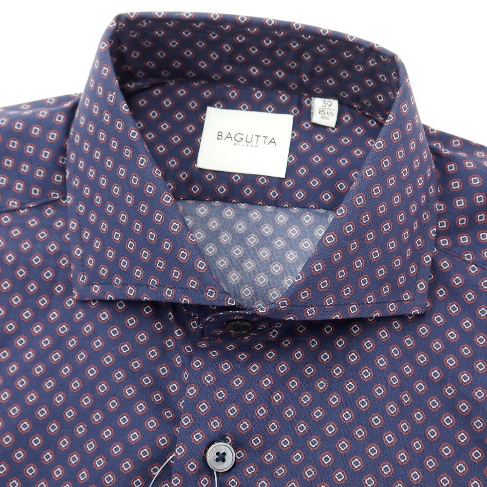 [New] Bagutta Cotton Wide Collar Casual Shirt
 Navy x Dark Red [Size 39] [NVY] [S/S/A/W] [Condition Rank N] [Men&