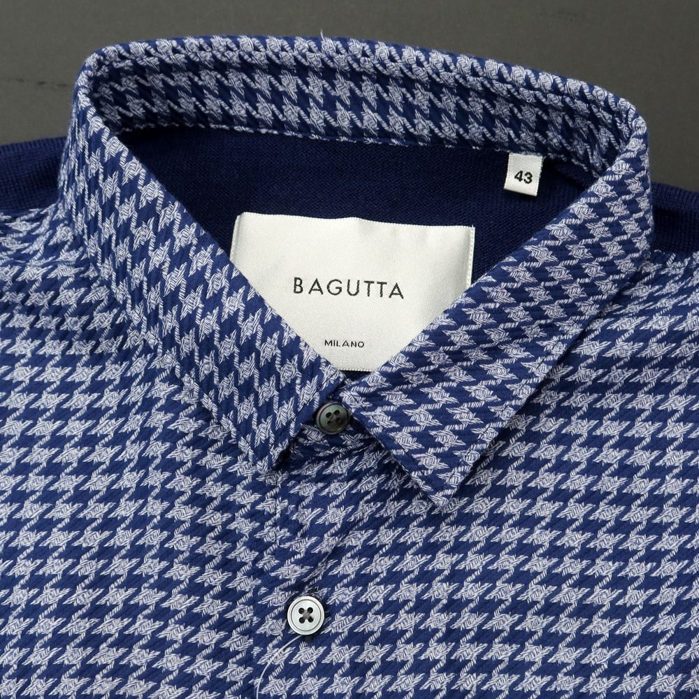 [New] Bagutta Cotton Wool Acrylic Casual Shirt 
Navy x White [Size 43] [NVY] [A/W] [Condition Rank N] [Men&